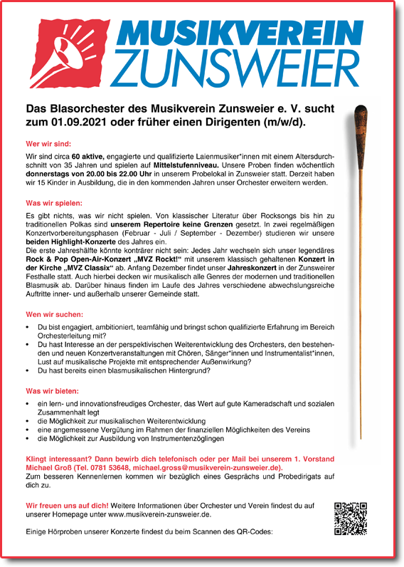 Wollen Sie unser neuer Dirigent werden? Ausschreibung